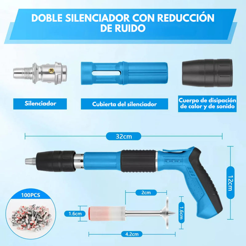 🔖 Pistola Fijadora Clavos Portátil (400 Clavos Gratis🎁)