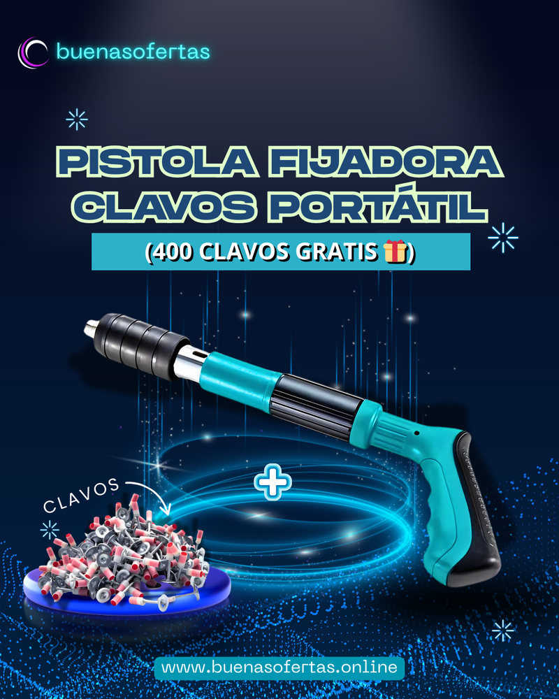 🔖 Pistola Fijadora Clavos Portátil (400 Clavos Gratis🎁)